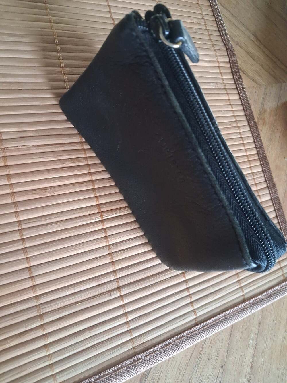 Aurielle Black Genuine Leather Multi-Pocket Zip Wallet Organizer